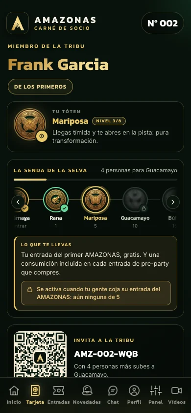 Pantalla de la app: Tu carné